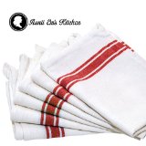 Kitchen Dish Towels with Vintage Design Super Absorbent 100 Natural Cotton Kitchen Towels Size 255x155 - 6 Pack Dish Towel Set - White with Red Stripe