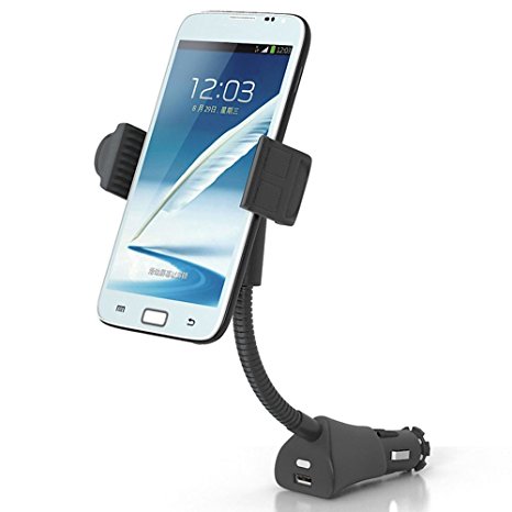 Cell Phone Car Mount Holder, InRich Universal USB Port Car Charger Holder / Cigarette Lighter Charger Adapter For Smartphone iPhone 6s 6 plus Samsung Galaxy Note 5 and More