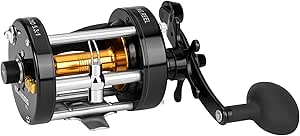 KastKing Rover Round Baitcasting Reel, Conventional Reel for Catfish, Salmon/Steelhead,Striper Bass and Inshore Saltwater Fishing Reel, Reinforced Metal Body,Black