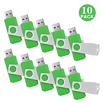 KEXIN 10pcs 8GB USB Flash Drive USB2.0 Flash Drive Bulk Pack Memory Stick Green