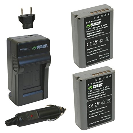 Wasabi Power KIT-BTR-BLN1-LCH-BLN1-01 Battery and Charger for Olympus BLN-1 (Gray)