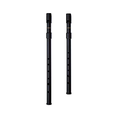 Woodi WI-921 WI-922 Set of 2 Irish Whistle Matte Black Key of C & Key of D Tin Whistle Penny Whistle ABS