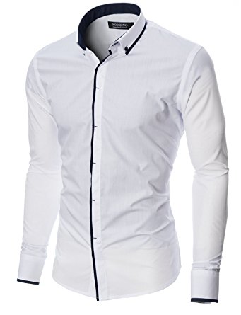 MODERNO - Mens Slim Fit Button-down Collar Casual Long Sleeve Shirt (MOD1445LS)