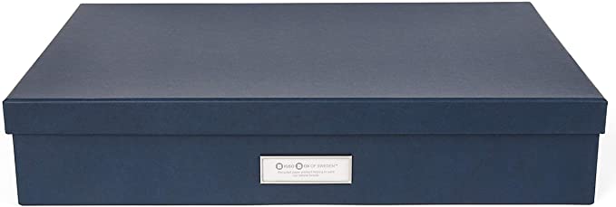 Bigso Sverker Fiberboard Legal/Art Storage Box, 3.3 x 17.1 x 12.2 in, Blue