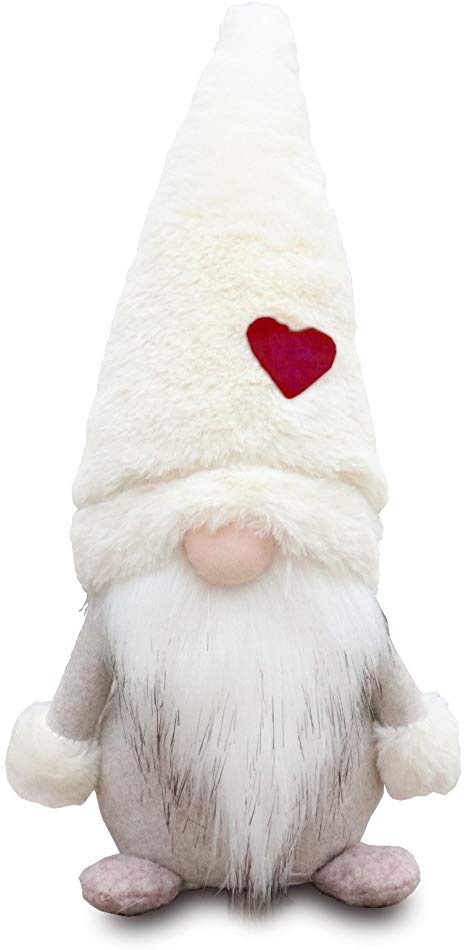 Amazlab Swedish Christmas Santa Gnome Plush Doll, Handmade Scandinavian Tomte Nordic Nisse Sockerbit Elf Dwarf Decoration, Christmas Party Gifts,White