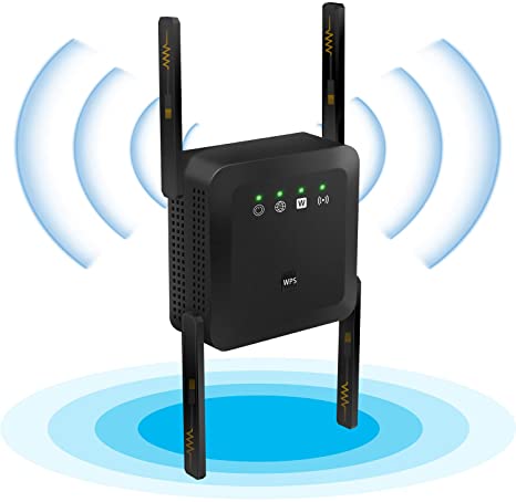 1200Mbps WiFi Repeater WiFi Range Extender, 2.4 & 5GHz Dual Band Wireless WiFi Signal Booster,Support WPS 1 Button Setup with 4 External Antennas 360° Full Coverage,Extending WiFi to Whole Home