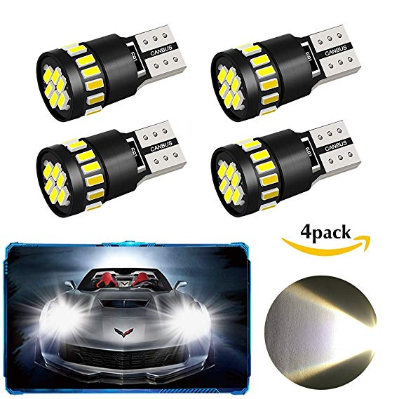 4 Pack T10 W5W 21 x 4014 Car LED Bulbs, Oladwolf Car Led Interior Lights With Canbus Parking Light Reserve Light Side Light Replacement Bulbs Interior Lamps(White) (T10)