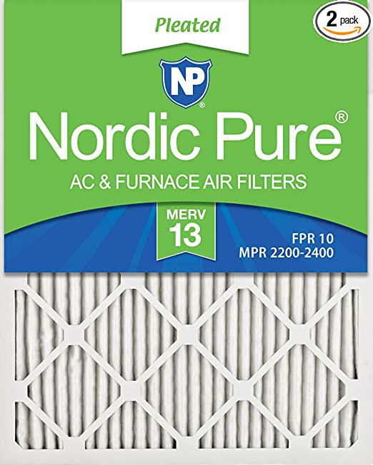 Nordic Pure 16x22x1 Exact MERV 13 Pleated AC Furnace Air Filters 2 Pack