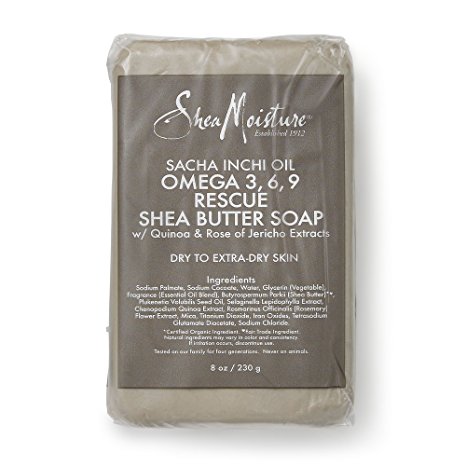 Shea Moisture Sacha Ini Oil Omega 3, 6, 9 Rescue Shea Butter Soap 8 oz