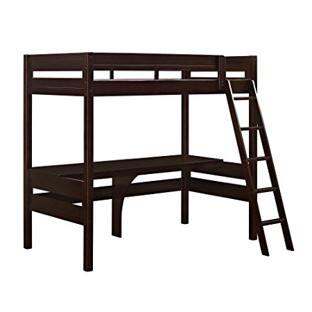 Dorel Living Harlan Loft Bed with Desk, Twin, Espresso