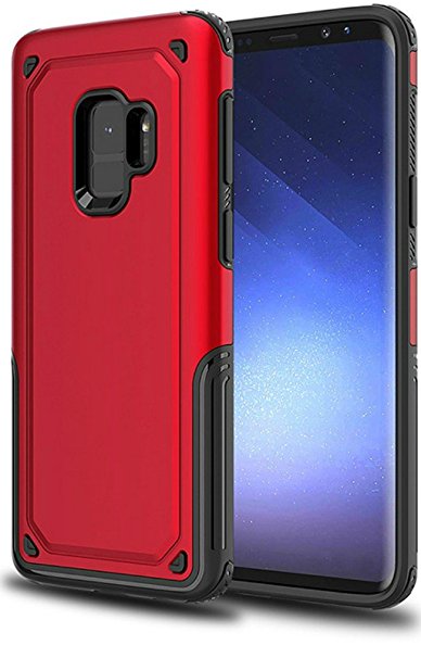 Galaxy S9 Case, Hyperion [Titan Series] Slim Dual Layer Protective Cell Phone Cover for Samsung Galaxy S9 (2018) - Red