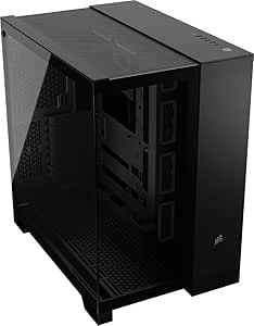 CORSAIR 6500X Mid-Tower ATX-Doppelkammer-PC-Gehäuse – Gehärtetes Panoramaglas - Umgekehrte Verbindung Motherboard-Kompatibel – Keine Ventilatoren Inbegriffen – Schwarz