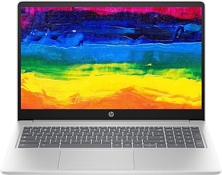 HP 2023 Newest Chromebook Student Laptop, 15.6 Inch Display, Intel Quad-Core Processor, 8GB LPDDR5 RAM, 64GB eMMc, Webcam, Chrome OS, Natural Silver