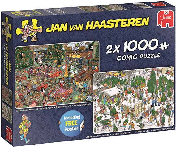 Jan Van Haasteren Christmas Gifts 2-in-1 Jigsaw Puzzles ( 2 x 1000 Pieces)