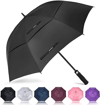 ZOMAKE Large Golf Umbrella Windproof Strong 54/62/68 Inch - Big Golfing Umbrellas Double Canopy Vented For Men - Extra Large Oversize Umberella's With Strap