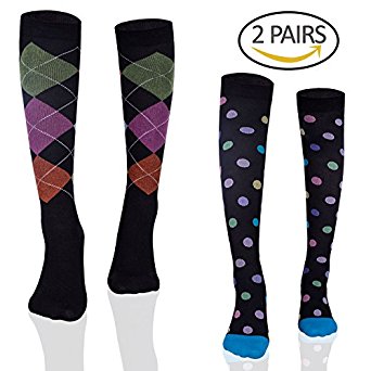 Compression Knee High Socks for Women with Firm Medical Grade(20-30 mmHg), Fits for Nurse, Pregnancy, and Varicose Veins( 2 Pairs)