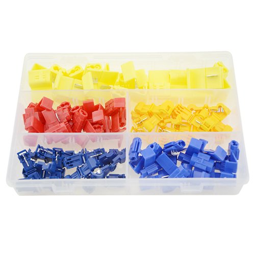 XLX 75Pcs （Blue,Red,Yellow）Quick Splice Solderless Wire and (Blue Yellow)T-Tap Electrical Connector Assortment Kit