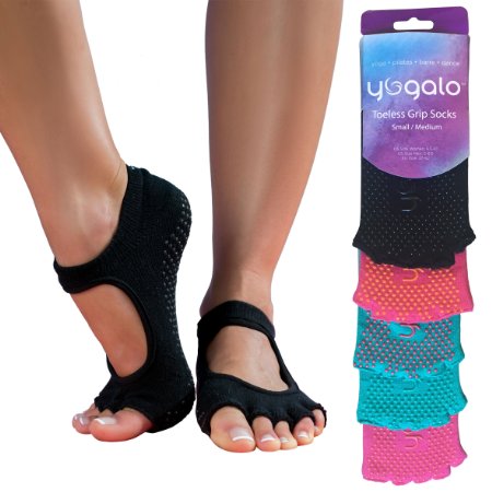Toeless Yoga Pilates Barre Grip Socks, Non Slip, Non Skid, Half-toe Sock