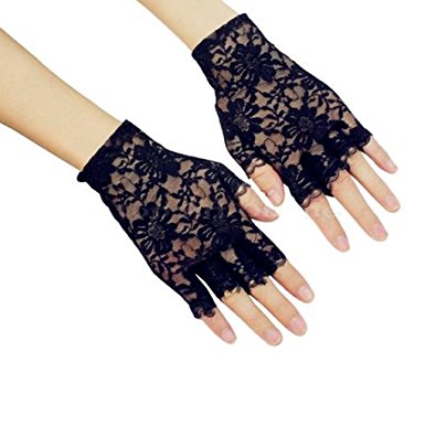 DreamHigh Women Wrist Length Lace Half Finger Gloves
