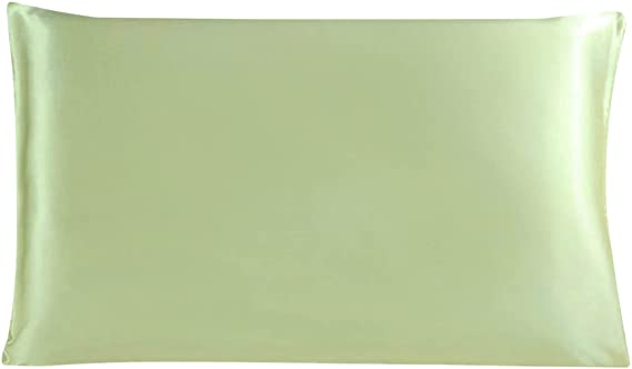 uxcell 100% Charmeuse Pure Silk Pillowcase Pillow Case Cover for Hair & Skin 350TC 19 Momme (1-Piece) Fruit Green Travel(14x20inch)