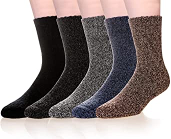 Men's Super Heavy Thick Wool Socks-Thermal Cozy Casual Socks for Men 5 Pair