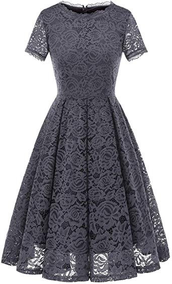 DRESSTELLS Women's Homecoming Vintage Tea Dress Floral Lace Cocktail Formal Swing Dress