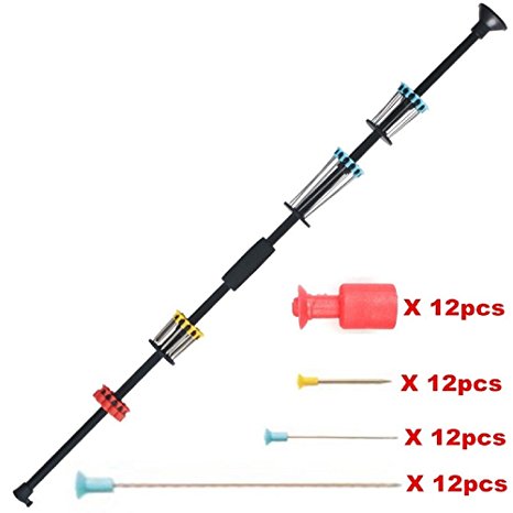 48" .40 cal High Speed Blowgun Black with 12 Sharp long blue Target Darts, 12 Sharp short blue Target Darts, 12 Sharp yellow Target Darts, 12 Safty Plastic red Darts with Tatical sight.