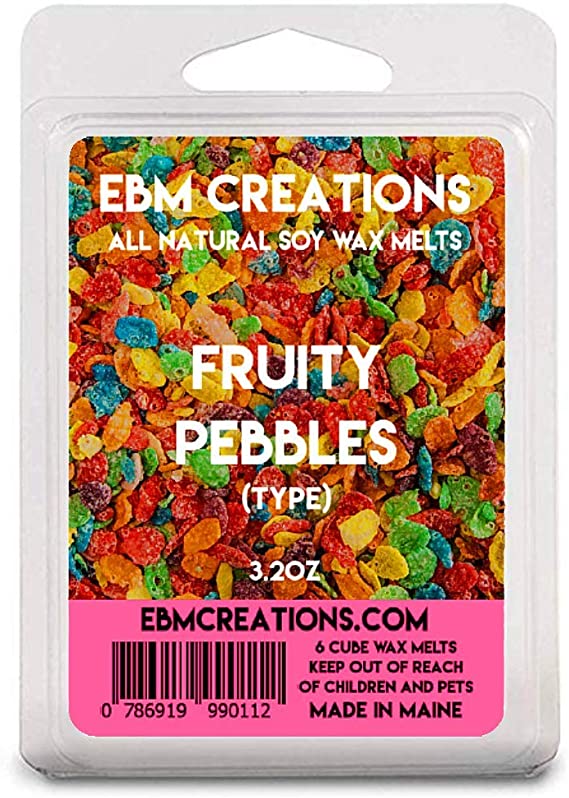 EBM Creations Scented All Natural Soy Wax Melts - 6 Pack Clamshell 3.2oz Highly Scented! (Fruity Pebbles)