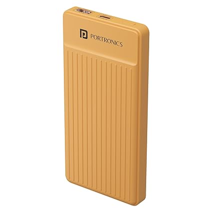 Portronics Luxcell B 10K 10000 mAh 22.5W Fast Charging Power Bank, Ultra Slim Power Bank with Mach USB-A Output, Type C PD Output, Type C Input, Wake Up Button(Yellow)