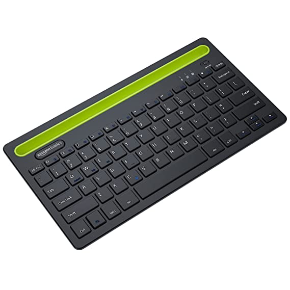 Amazon Basics Wireless Bluetooth Multi-Device Keyboard for Windows, Apple iOS Android or Chrome, Compact Space-Saving Design, for PC/Mac/Laptop/Smartphone/Tablet (Black)