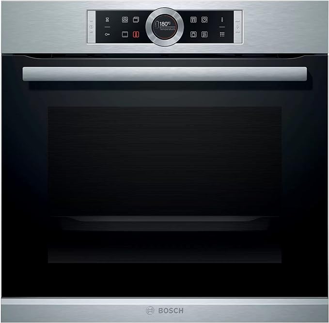 Bosch HBG675BS1 - Horno Multifunción, Serie 8, Autolimpieza Pirolítica, Calentamiento 4D, Bloqueo electrónico, Negro/Inox