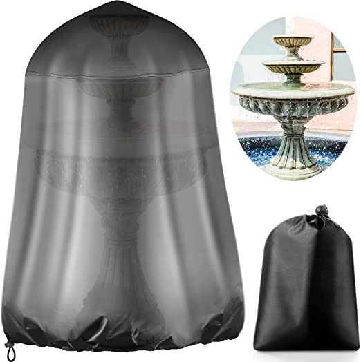 36"x42" Garden Fountain Covers for Winter 600D Oxford Waterproof Cover Outdoor Fountain Covers Waterproof Outdoor Statue Covers for Indoor Furniture Outdoor Garden Fountain Statue (Black)