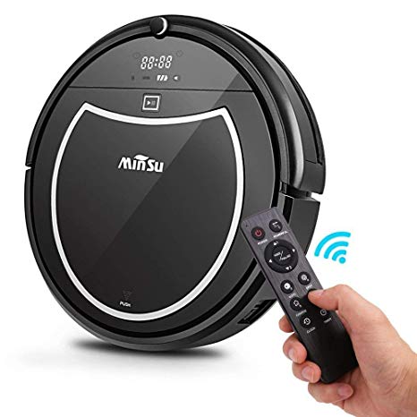 Dr.fasting Robotic Vacuum Cleaner, 2000mAh Large Capacity Li-Battery Smart Automatic Self-Charge Remote Control for Carpet Tile Hardwood Laminate Tangle-Free Suction for Pet Hair