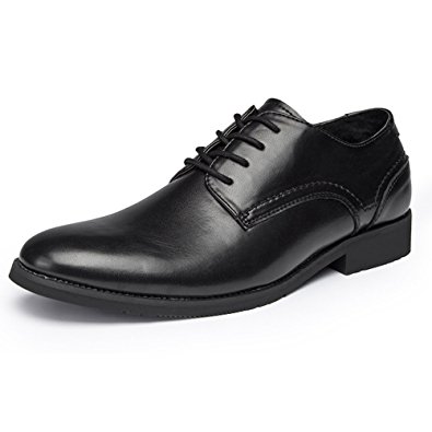 GOLAIMAN Oxford Dress For Men Formal Genuine Leather Shoes Modern Classic Plain Toe Lace Up Mens Shoes