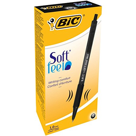 BIC Soft Feel Clic Grip Ballpoint Pens Black 12 Box