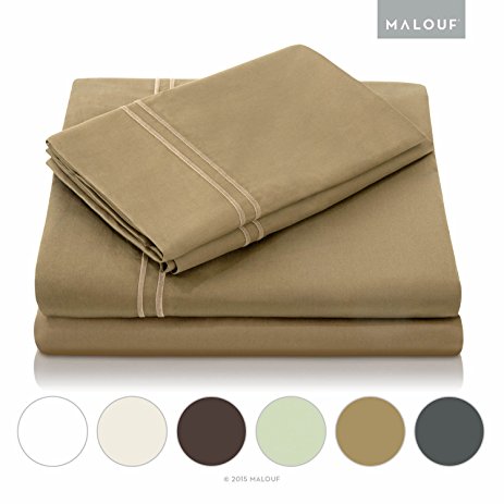 MALOUF 600 Thread Count Crib Sheet - Genuine Egyptian Cotton - Crib - Khaki