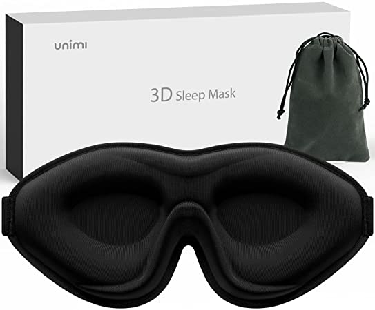 Unimi Sleep Masks, 2021 Upgraded 100% Darkness 3D Sleep Eye Mask with 12mm Recessed Eye Sockets, Breathable Comfortable Soft Milk Ice Silk Sleeping Mask for Traveling Napping All Night Sleeping Yoga