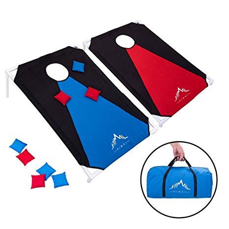 Himal Portable Assemble PVC Framed CornHole Game Set with 8 Bean Bags and Carrying Case (3 x 2-feet)