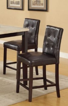 Bar Stools Counter Height Espresso Faux Leather Set of 2 Parson Counter Height Chairs