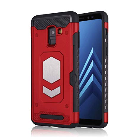 Samsung Galaxy A8 2018 Case, iKuboo Protective Wallet Case TPU pc Back Cover case with Card Holder for Samsung Galaxy A8-Red