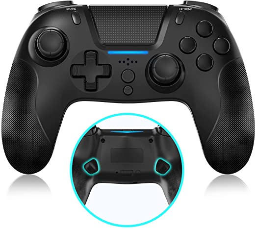 NexiGo Q500 Elite PS4 Controller with Back Buttons, Turbo, Dual Vibration, Gyro Axis, Bluetooth, Programmable Buttons, Built-in Speaker, for Playstation 4 / iOS14 / Android/PC, Black