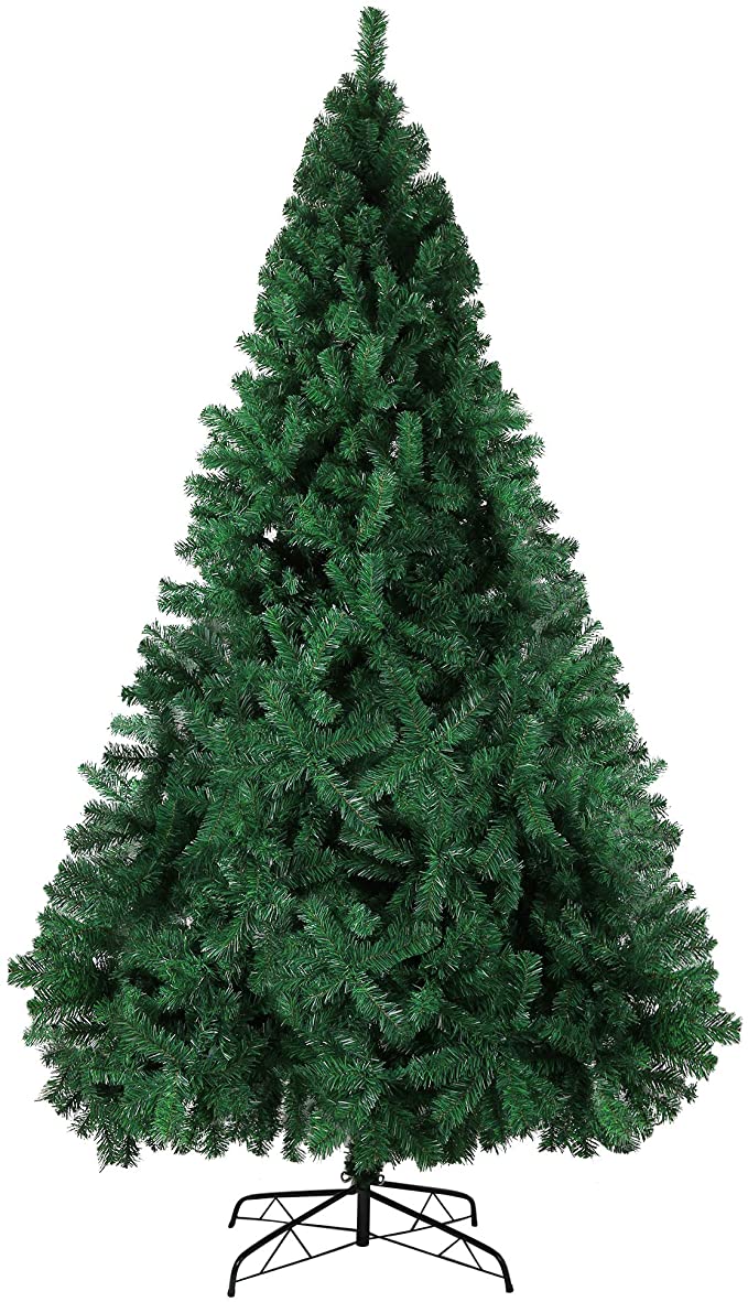 LUCKYERMORE 9 Foot Artificial Christmas Tree Pine Tree 1000 Tips Premium PVC Branch Hinged Spruce Tree with Foldable Sturdy Metal Stand