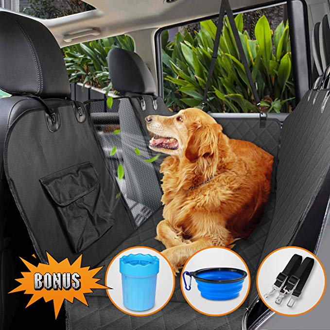 Dog Seat Cover for Back Seat, Upgraded 100% Waterproof Dog Car Seat Covers with Mesh Window, Scratch Proof Nonslip Dog Car Hammock, Car Seat Covers for Dogs, Dog Backseat Cover for Cars Trucks SUV