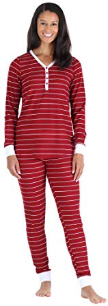 Olivia Rae Women's Thermal Long Sleeve Henley and Jogger Pants Pajama Set