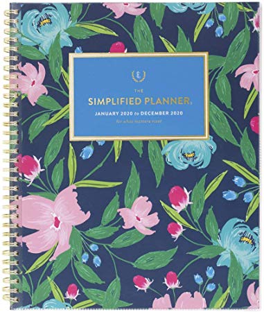 Simplified by Emily Ley 2020 Weekly & Monthly Planner, 8-1/2" x 11", Large, Customizable, Navy Floral (EL300-901)