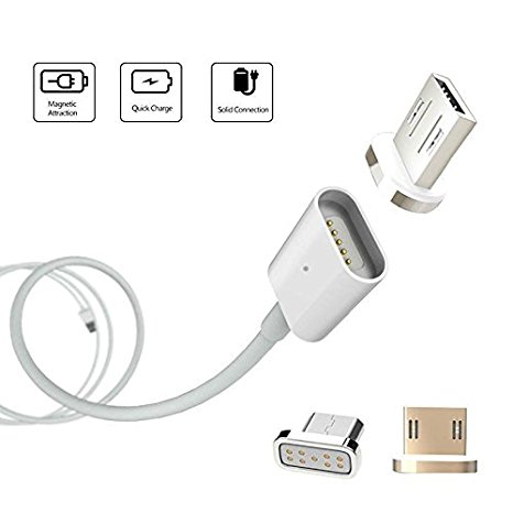 Onebook 2.4A Micro Lightning   USB Charging Cable Magnetic Adapter Charger For Samsung / LG Android [Only For Android, Silver]