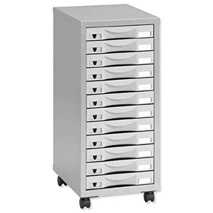 Pierre Henry 12 Multi Drawer Filing Cabinet - Silver/Grey