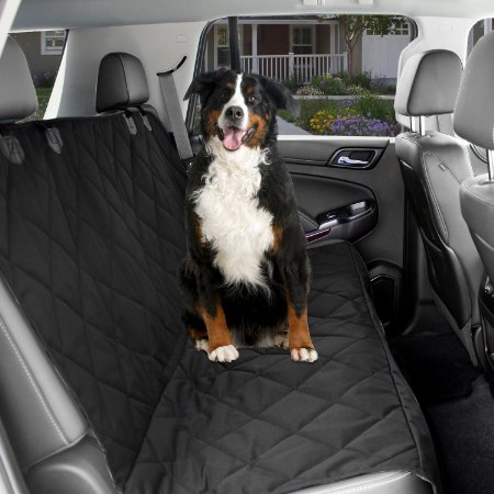 Dog Car Seat Cover -Waterproof Non Slip Padded Quilted Protector with Seat Anchors and Heat Straps
