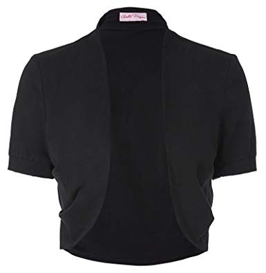 Belle Poque Women's Short Sleeve Shrug Open Front Cotton Cardigan Bolero Jacket
