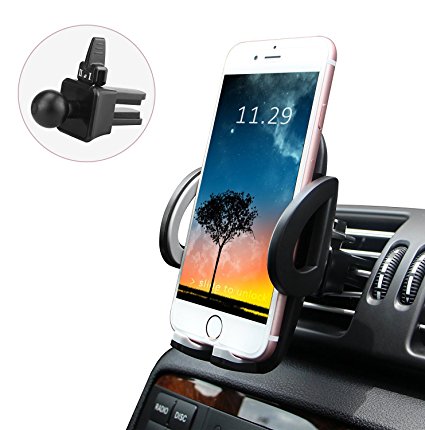 LUXEAR Universal Phone Car Air Vent Mount Holder Cradle with Adjustable Grips for iPhone 7 7 Plus 6S 6 Plus Samsung Galaxy S7 S6 S6 Edge S5 and more (Black)